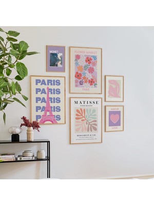 Ninastore 6 Parça Mor ve Pembe Baskılı Galeri Duvarı Seti | Dijital Sanat Indirme | Mor Boho Matisse Baskılı S