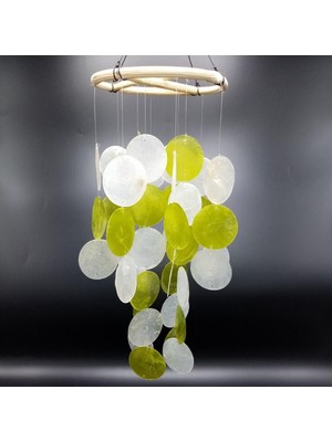 Dünyadan Hediyeler Sedef Rüzgar Çanı Marin Yeşil Beyaz 35 cm