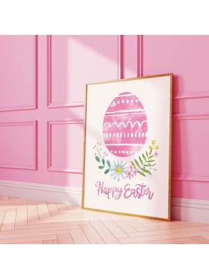 Ninastore Mutlu Paskalya Baskısı | Dijital Sanat Indirme | Sevimli Çiçekli Sanat Baskısı | Pastel Paskalya Yum