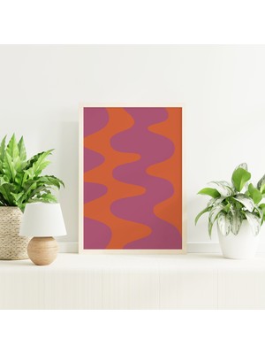 Ninastore Bordo Turuncu Soyut Baskı | Dijital Sanat Indirme | Trend Pembe Turuncu Sonbahar Retro Yazdırılabili