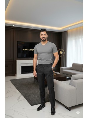 Lüx Wood Lüx Erşah 6'lı Ekonomik Paket V Yaka %95 Pamuk %5 Likra Full Esnek Penye