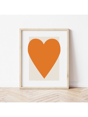 Ninastore Turuncu Kalp Baskısı | Dijital Sanat Indirme | Soyut Minimalist Kalp Posteri Yazdırılabilir Sanat Es