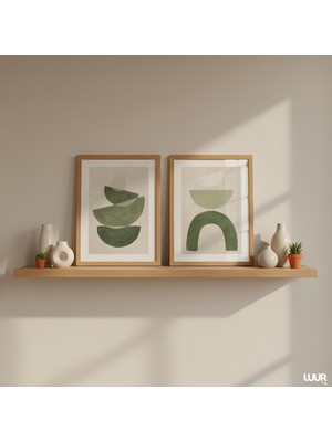 Ninastore Yeşil Duvar Sanatı Soyut Baskı Seti 2 Adet Modern Nötr Yeşil Duvar Dekoru Minimalist Şekil Sanatı Ça