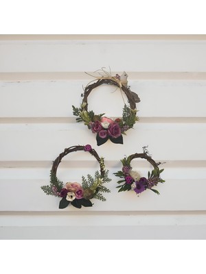 El Yapımı Doğal Dal Çelenk Duvar ve Kapı Süsü Yapay Çiçek Aranjmanı