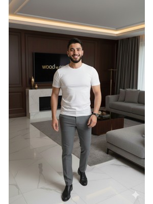 Lüx Wood Lüx Erşah | Likralı Yarım Kol Kapalı Yaka Penye 95% Pamuk 5% Lıkra -