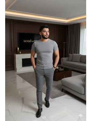 Lüx Wood Lüx Erşah | Likralı Yarım Kol Kapalı Yaka Penye 95% Pamuk 5% Lıkra -