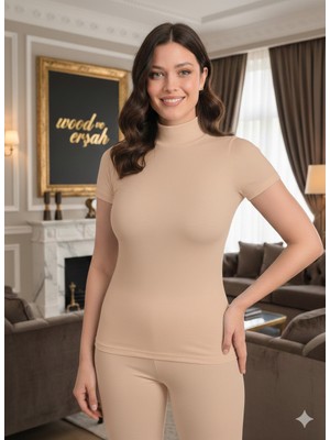 Lüx Wood Lüx Erşah 6008 Yarım Kol Boğazlı Badi - Pamuk Modal Likra Premium Penye