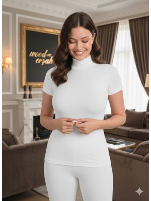 Lüx Wood Lüx Erşah 6008 Yarım Kol Boğazlı Badi - Pamuk Modal Likra Premium Penye