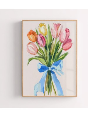 Ninastore Lale Buketi Tablosu Renkli Çiçek Sanatı Baskısı (Dijital Indirme)