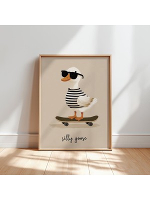 Ninastore Şirin Kaz Baskısı: Pastel Çocuk Odası Sanatı Dans Eden Ördek (Dijital Indirme)