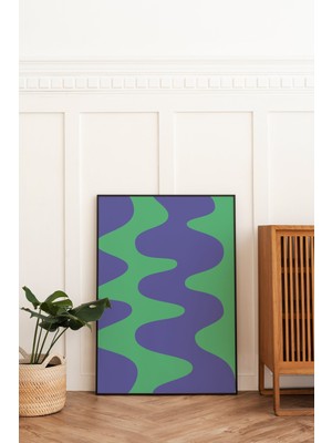 Ninastore Yeşil Mavi Soyut Baskı | Dijital Sanat Indirme | Trend Mavi Yeşil 70'ler Retro Yazdırılabilir Sanat