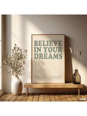 Ninastore Hayallerine Inan Duvar Sanatı Yazdırılabilir Yeşil Motivasyon Posteri Modern Minimalist Dijital Bask