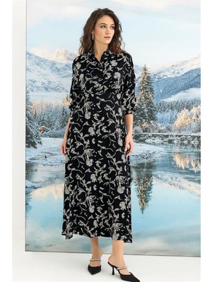 byasafkids %100 Viskon Desenli Truvakar Kollu Saten Elbise