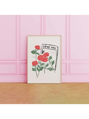 Ninastore Seni Seviyorum Baskısı | Dijital Sanat Indirme | Sevimli Güller Baskısı | Romantik Duvar Sanatı | Tr