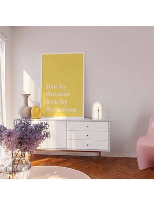 Ninastore "güneşin Yanında Yaşa" Sözü Baskı Dijital Sanat Eseri Indir Minimalist Sarı Tipografi Yazdırılabilir