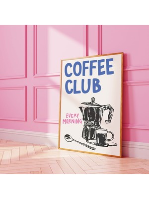 Ninastore Kahve Kulübü Baskılı Dijital Sanat Eseri Indirilebilir Sevimli Kahve Barı Dekorasyonu Trend Mutfak P