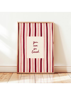 Ninastore Çok Seviliyorsun Baskılı Kırmızı Pembe Çocuk Odası Posteri Çocuk Oyun Odası Duvar Dekoru