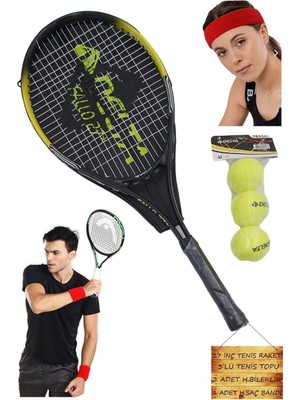 PremiumPort 27 Inç Tenis Raketi Seti, 3 Top, Taşıma Çantası, Havlu, Bileklik ve Saç Bandı
