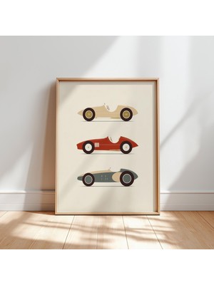 Ninastore Klasik Yarış Arabası Sanat Baskısı: Retro Araç Temalı Çocuk Odası Dekorasyonu (Dijital Indirme)