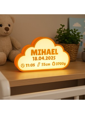 TriVox3D Bebek Odası LED Işık Kutusu (Isim, Doğ. Tarihi, Doğ. Saati, Boy, Kilo) Renk Seçimi Vardır
