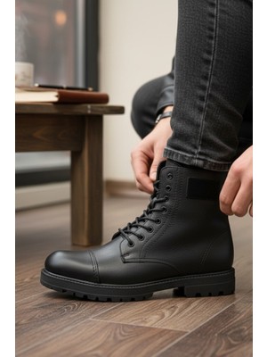 Enoch Hakiki Deri Burun Dikişli Yüksek Bağcıklı Erkek Bot
