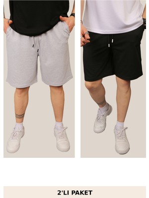 Eydamoon Erkek Baggy Kesim 2 Iplik Basic Yazlık Bel Lastikli Cepli Yazlık Şort&bermuda