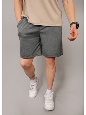 Eydamoon Erkek Füme Pike Kumaş Baggy Kesim Double Paça Bel Lastikli Bağlamalı Yazlık Şort