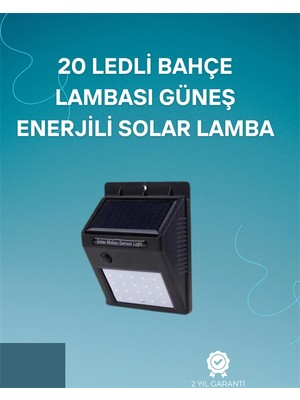 Najmaddin Hareket Sensörlü Solar Lamba | 120° Algılama Açısı, 3-4 Metre Mesafe, Suya Dayanıklı LED