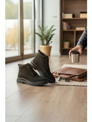 Enoch Hakiki Deri Süet Bağcıklı Sportif Erkek Bot