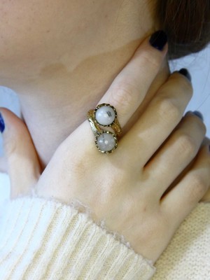 Esha Doğal Taş Aytaşı 2'li Doğal Taşlı Antik Model Kadın Ayarlanabillir Yüzük EUY90AY