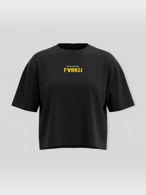 Broco Kadın Oversize Yumuşak Kumaş Farklı Crop T-Shirt