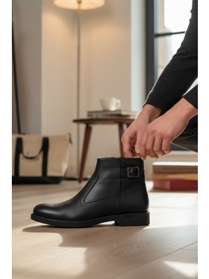 Enoch Hakiki Deri Yanı Toka Detaylı Şık Klasik Erkek Bot