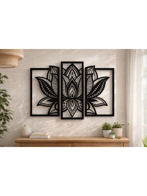 Sscnc Dekoratif Mdf Duvar Tablosu – Modern Çiçek Desenli 3 Parça Set 70x53 cm