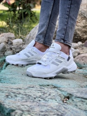 Zubiy Unisex Poli Kaymaz Taban Su Geçirmez Kışlık Günlük Spor Ayakkabı - Beyaz - Gümüş Renk