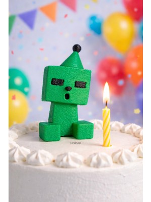 Mum Üfleyen Minecraft Creeper Oturan Figür Oyuncak 8cm (Pasta Süsü)