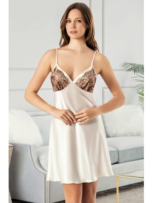 Homay Dantel Göğüs Detaylı Saten Gecelik