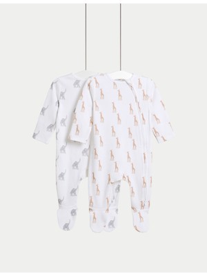 Marks & Spencer 2’li Saf Pamuklu Safari Desenli Uyku Tulumu Seti (3–36 Ay)