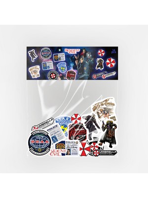 Baprile Resident Evil Umbrella Corp Temalı Sticker Paketi 14 Parça Kaliteli Su Geçirmez Etiket Seti