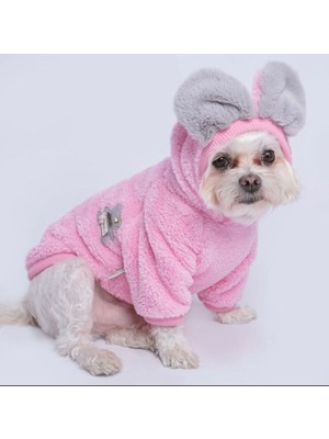 Feyza Design Küçük Irk Köpekler Için Pembe Peluş Sweatshirt, Rahat ve Şık Tasarım