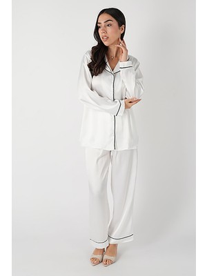 Homay 2’li Ara Biyeli Düğmeli Saten Pijama Takımı