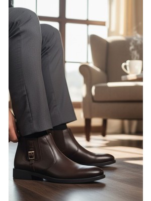 Enoch Hakiki Deri Yan Toka Detaylı Klasik Erkek Bot