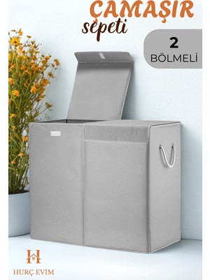PremiumPort Katlanabilir 100 Lt Gri Çamaşır Sepeti, Su Geçirmez, Kulplu, Dik Duruşlu