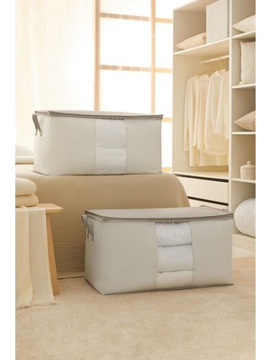 PremiumPort Mega Boy Pencereli Gri Çizgili Yastık ve Yorgan Seti, 75X40X40