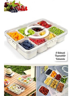 PremiumPort 8 Bölmeli Taşınabilir Kahvaltılık Organizer ve Piknik Seti, Gıda Saklama Kabı