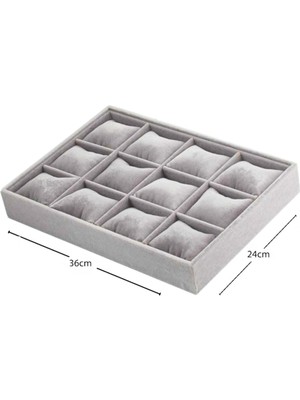 PremiumPort Şık Süet Yastıklı Bölmeli Kutu Saat ve Bileklik Saklama Çözümleri