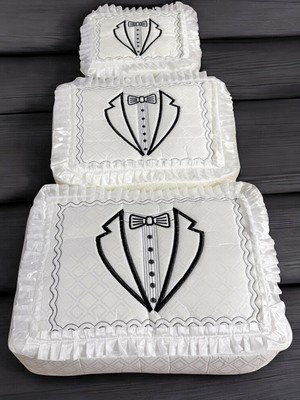 PremiumPort 3'lü Saten Çeyizlik Bohça Seti, Fiyonk Figürlü, Nişan ve Düğün Hediye