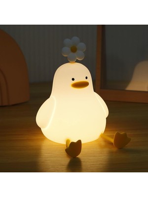 Hediyesahibi Ördek Figürlü Silikon Rgb Dokunmatik Gece Lambası