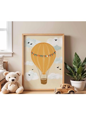 Ninastore Sıcak Hava Balonu Temalı Çocuk Odası Posteri, Çocuk Duvar Sanatı, Bebek Odası Baskısı, Oyun Odası De