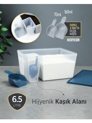 PremiumPort Pratik Un ve Şeker Kabı, Ölçü Kaşıklı, Şık ve Kullanışlı Tasarım