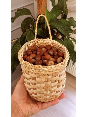 PremiumPort El Yapımı Hasır Dekoratif Fındıklık Sepet, Şık ve Doğal Görünüm